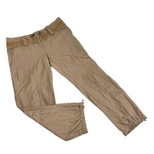 Ermanno Scervino Tan Cropped Pants with Gold Accents